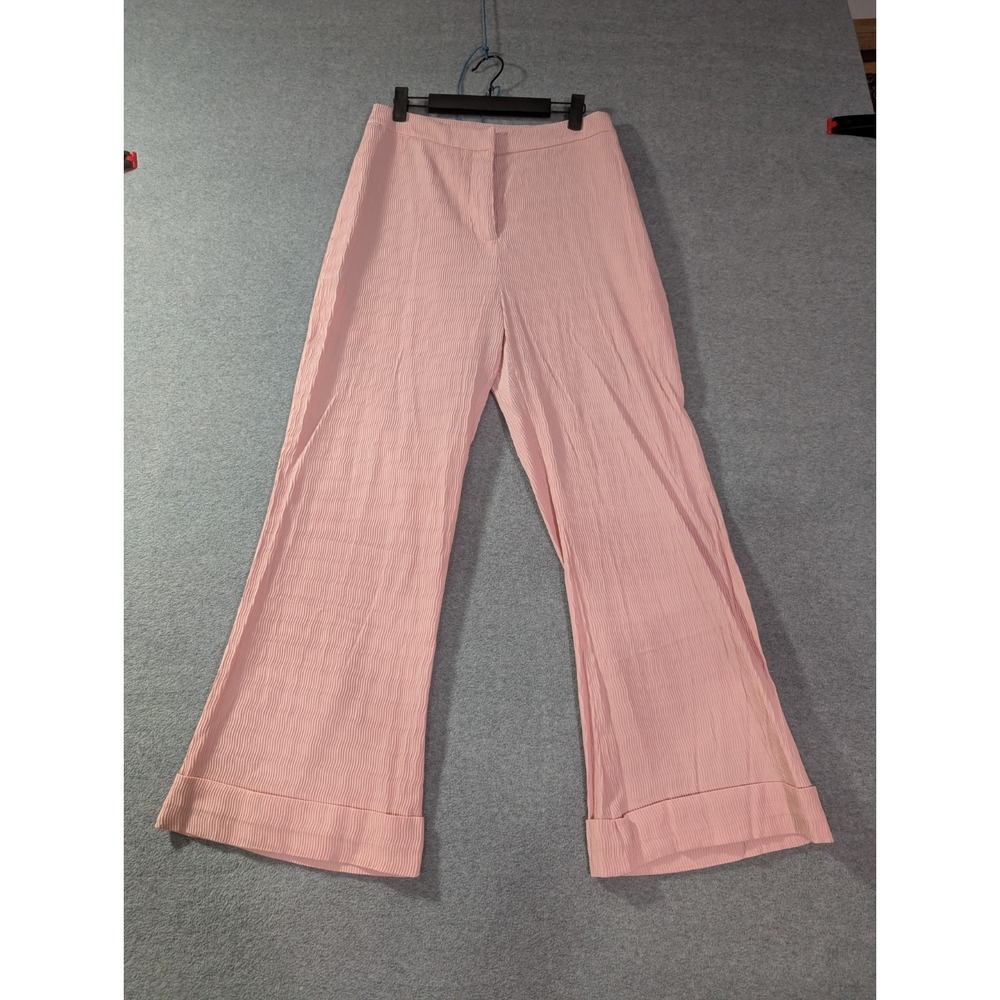 D&M NWT Pink Textured Wide Leg Pants‎ Women's Medium Retro Lounge Casual